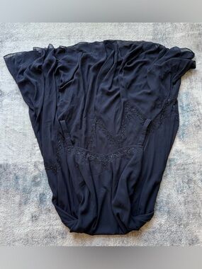 Xscape Navy Beaded Fairycore Maxi Dress 20W Plus Prom Vintage Style Formal Gown